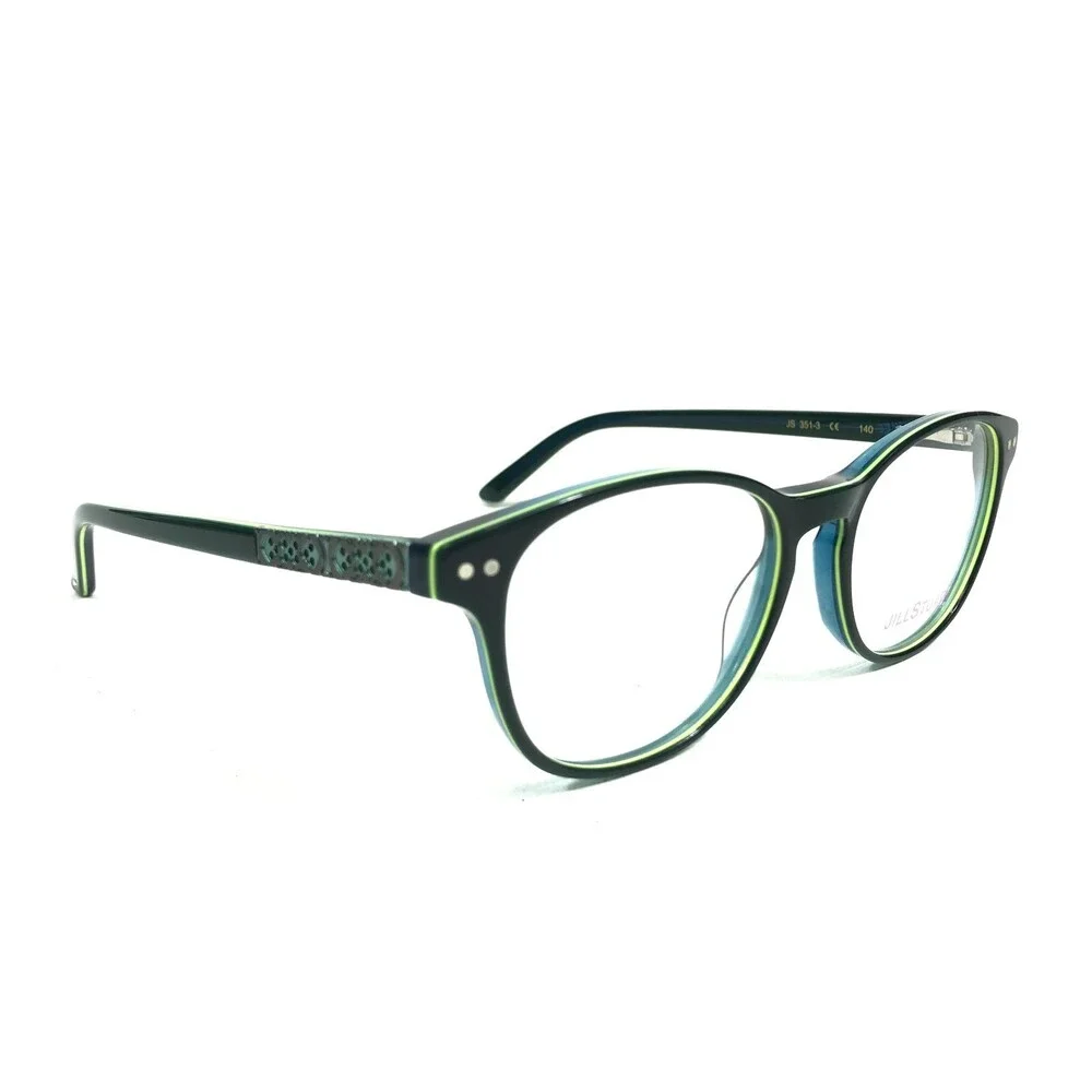 Jill Stuart Eyeglasses Frames JS 351-3 Green Round Full Rim Horn Rim 49-16-140